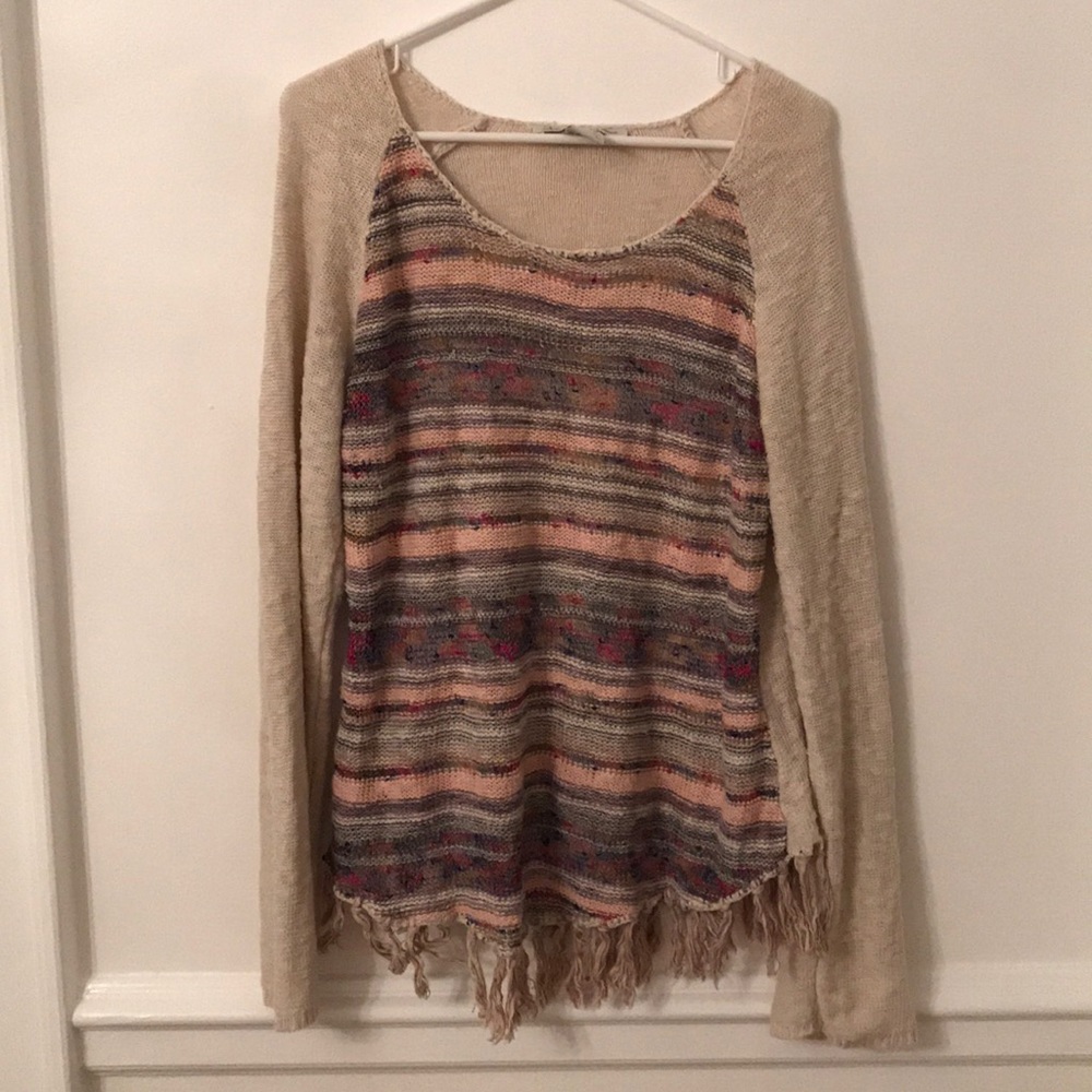 American rag BoHo Fringe sweater size large